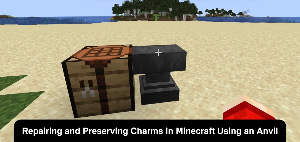 Repairing and Preserving Charms in Minecraft Using an Anvil